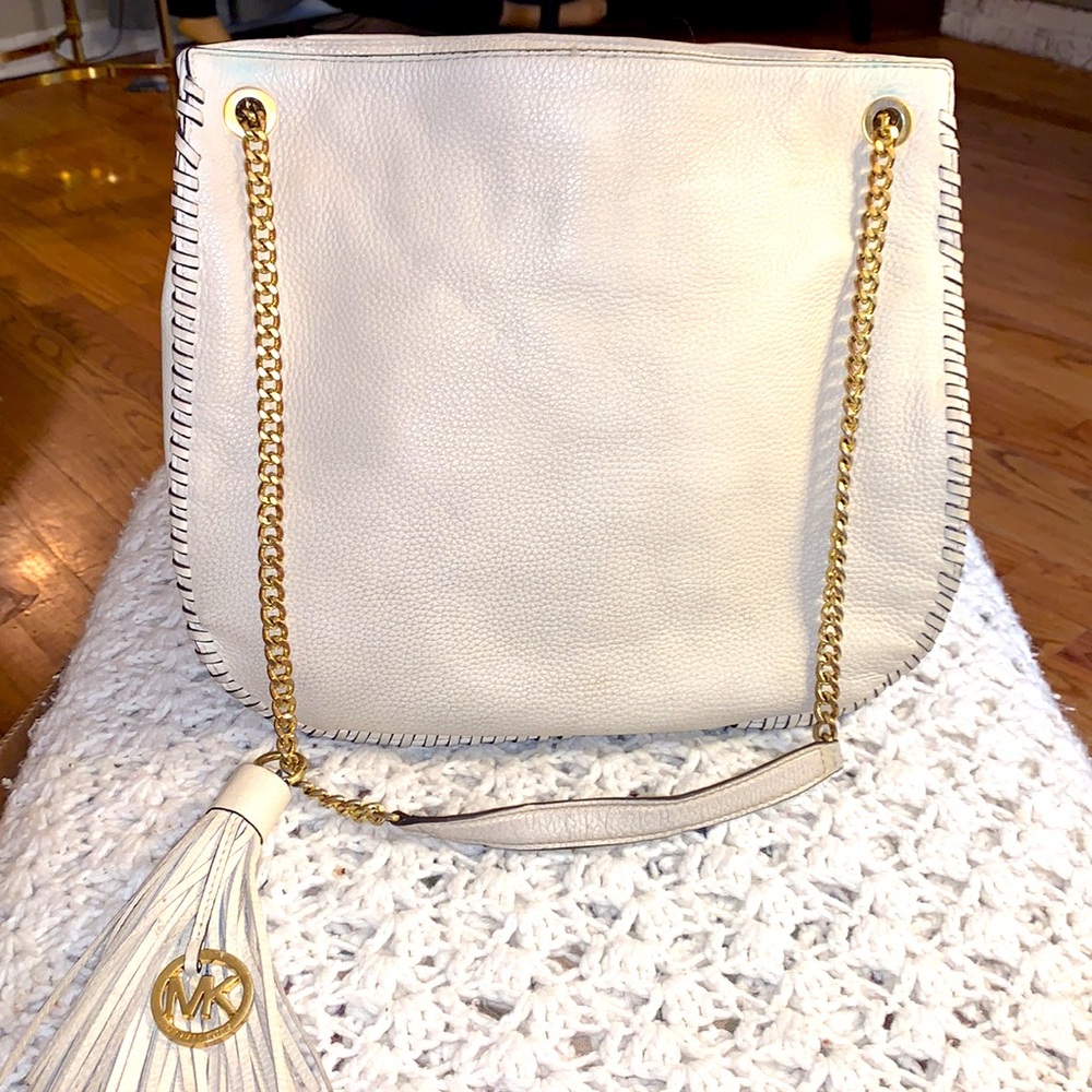 Michael Kors Ivory Pebbled Leather Shoulder Bag